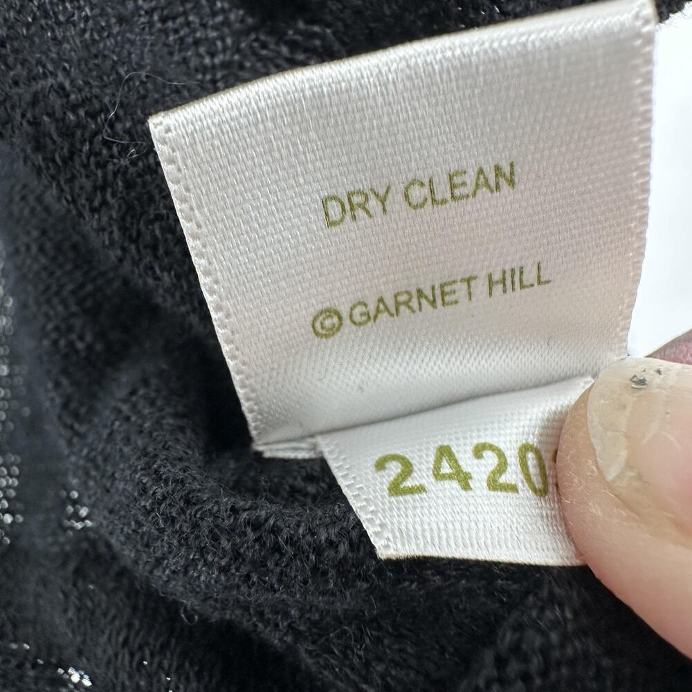 Garnet Hill Womens MEDIUM Black 100% Linen Open Front Cardigan Draped Sweater - Picture 6 of 8